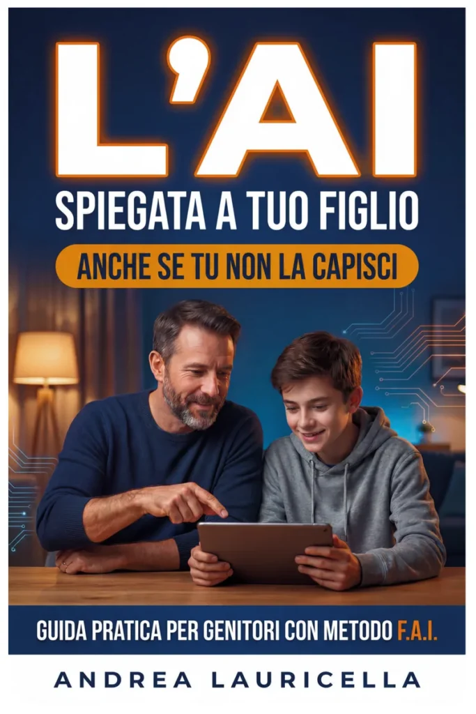Copertina del libro L'AI spiegata a tuo figlio (anche se tu non la capisci) di Andrea Lauricella